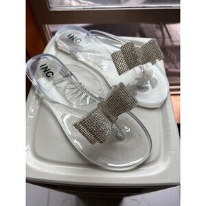 INC Sandals clear jelly crystal bows